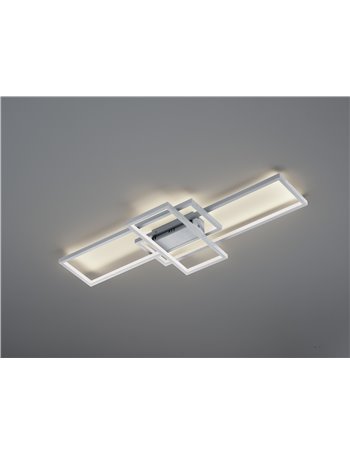 Thiago plafoniera led acciaio satinato 3 rettangoli con tecnologia " wiz " multifunzione l. 104cm Moderno LED