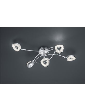 Tours plafoniera 5 spots led integrati in diffusore triangolo cromato  Moderno LED