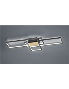 Tucson plafoniera led 3 rettangoli nera con inserto effetto legno con regolazione intensita' con interruttore l.104cm Moderno LE