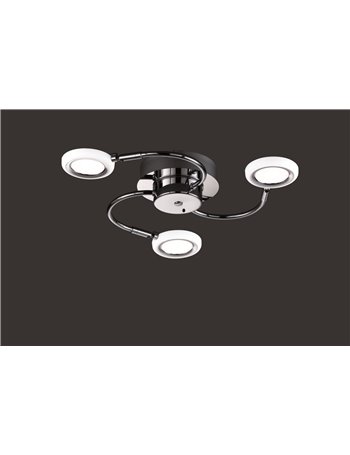 Turner plafoniera led metallo cromato 3 spots diffusori luce bianca + rgb esterna d. 45 Moderno LED