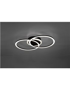 Venida plafoniera led doppio cerchio nero opaco con luce centrale regolazione intensita' interruttore l.50cm Moderno LED