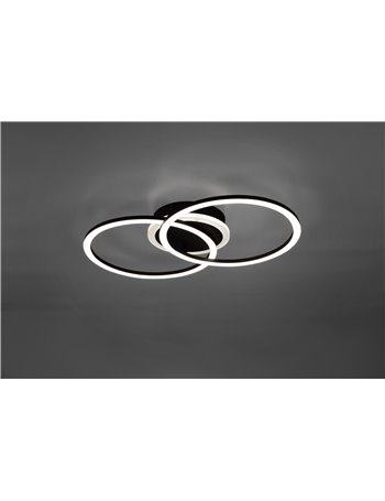 Venida plafoniera led doppio cerchio nero opaco con luce centrale regolazione intensita' interruttore l.50cm Moderno LED