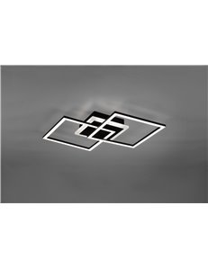 Venida plafoniera led doppio quadrato nero opaco con luce centrale regolazione intensita' interruttore l.58cm Moderno LED