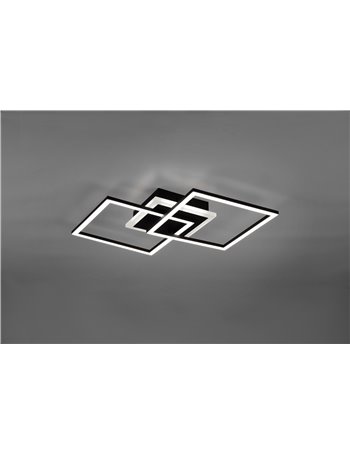 Venida plafoniera led doppio quadrato nero opaco con luce centrale regolazione intensita' interruttore l.58cm Moderno LED