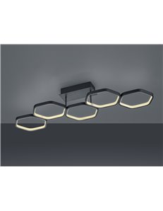 Vigo plafoniera led 5 esagoni antracite con regolazione intensita' con interruttore l.90cm Moderno LED