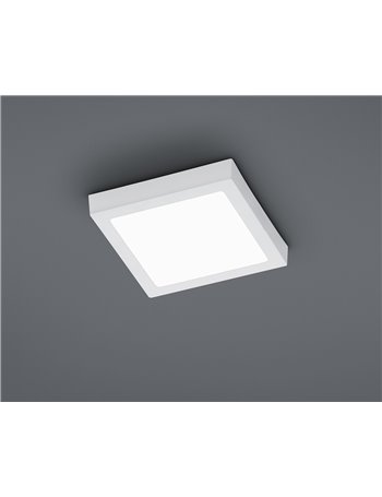 Zeus plafoniera led quadrata bianca grande l.22,5x22,5 cm Moderno LED