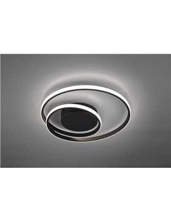Zibal plafoniera led spirale nera con regolazione intensita' interruttore d.40cm Moderno LED