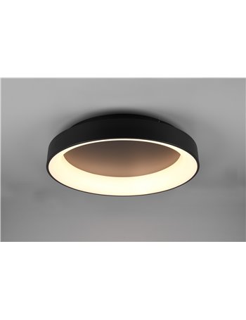 Girona plafoniera led metallo nero opaco con telecomando multifunzione d. 60cm Moderno LED