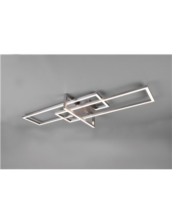 Salinas plafoniera led triplo rettangolo acciaio satinato con regolazione intensita' con interruttore l. 100cm Moderno LED