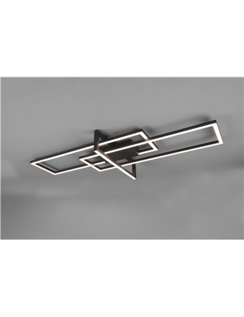 Salinas plafoniera led triplo rettangolo nera con regolazione intensita' con interruttore l. 100cm Moderno LED