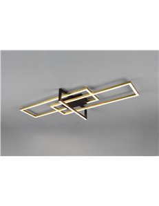 Salinas plafoniera led triplo rettangolo oro nero con regolazione intensita' con interruttore l. 100cm Moderno LED