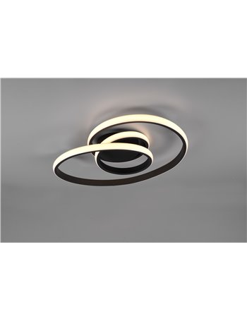 Sansa plafoniera led infinito nera con regolazione intensita' interruttore d. 50cm Moderno LED