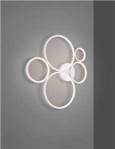 Rondo plafoniera led 5 cerchi metallo bianco opaco con variazione intensita' con interruttore a parete l. 59cm Moderno LED 2