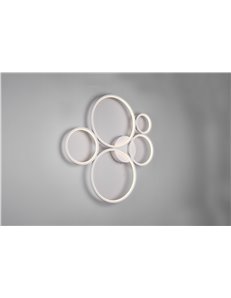 Rondo plafoniera led 5 cerchi metallo bianco opaco con variazione intensita' con interruttore a parete l. 59cm Moderno LED
