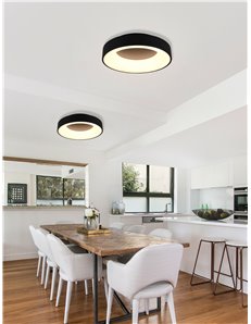 Girona plafoniera led metallo nero opaco con variazione intensita' con interruttore a parete d. 45cm Moderno LED
