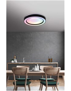 Arco plafoniera led diffusore bianco effetto stelle con bordo cromo rgb e telecomando multifunzione d.41cm Moderno LED