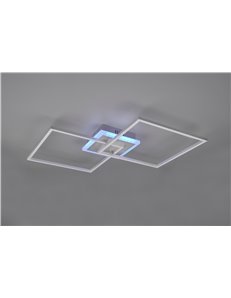 Arribo plafoniera led doppio quadrato alluminio opaco con telecomando multifunzione anche rgb l.61cm Moderno LED