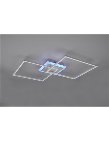Arribo plafoniera led doppio quadrato alluminio opaco con telecomando multifunzione anche rgb l.61cm Moderno LED