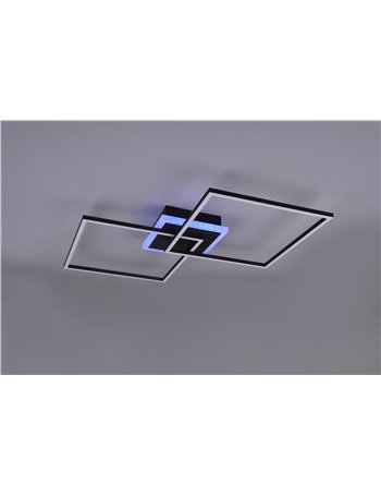Arribo plafoniera led doppio quadrato nero opaco con telecomando multifunzione anche rgb l.61cm Moderno LED