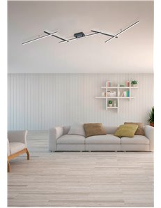 Arvin plafoniera led bacchette orientabili nera retro-illuminata rgb con telecomando multifunzione l. 245cm Moderno LED