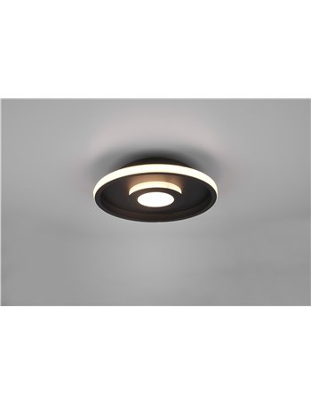 Ascari h2o plafoniera led nero con dimmerazione con interruttore ip44 d.30,3cm Moderno LED