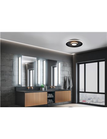 Ascari h2o plafoniera led nero con dimmerazione con interruttore ip44 d.40,3cm Moderno LED