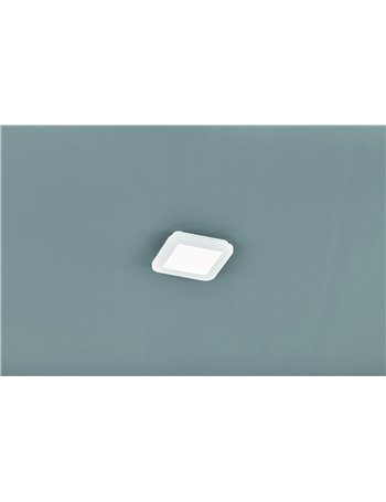 Camillus plafoniera led quadrata metallo bianco opaco con funzione dimmerabilita' con normale interruttore a parete ip44 l. 17cm