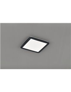 Camillus plafoniera led quadrata metallo nero opaco con funzione dimmerabilita con normale interruttore a parete ip44 l. 30cmx30