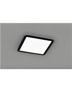 Camillus plafoniera led quadrata metallo nero opaco con funzione dimmerabilita con normale interruttore a parete ip44 l. 40cmx40