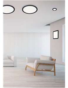 Camillus plafoniera led quadrata metallo nero opaco con funzione dimmerabilita con normale interruttore a parete ip44 l. 40cmx40 2