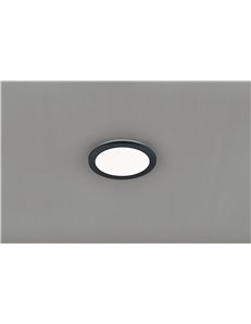 Camillus plafoniera led tonda metallo nero opaco con funzione dimmerabilita con normale interruttore a parete ip44 d. 26cm Moder 2