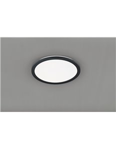 Camillus plafoniera led tonda metallo nero opaco con funzione dimmerabilita con normale interruttore a parete ip44 d. 40cm Moder