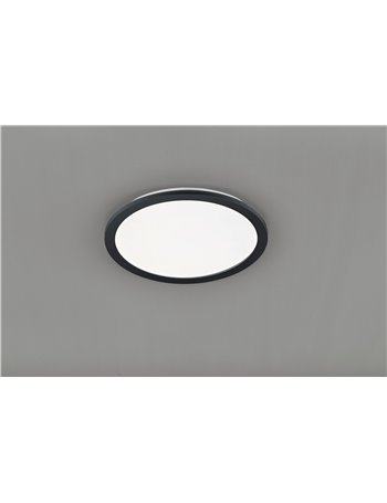 Camillus plafoniera led tonda metallo nero opaco con funzione dimmerabilita con normale interruttore a parete ip44 d. 40cm Moder