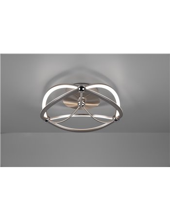 Charivari plafoniera led acciaio satinato ellissi dimmerabile con interruttore d. 41cm Moderno LED