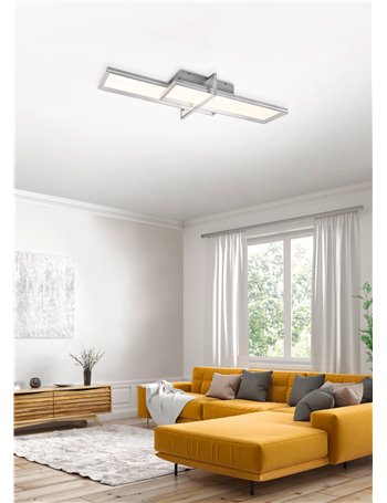 Charleston plafoniera led alluminio spazzolato 2 rettangoli con accensioni separate l. 100cm Moderno LED