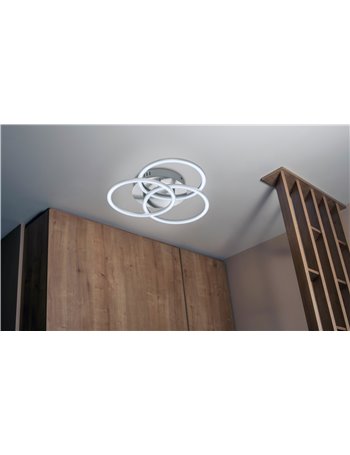 Circle plafoniera led acciaio satinato 3 cerchi orientabili con telecomando multifunzione l. 41cm Moderno LED