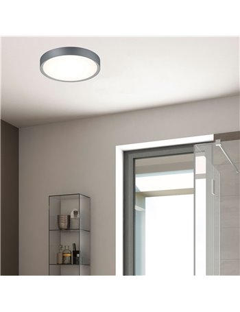 Clarimo h2o plafoniera led bordo cromo ip44 d.33cm Moderno LED