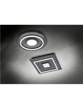 Corbie plafoniera led tonda in ardesia nera con dimmerazione intensita' con interruttore d. 40cm Moderno LED