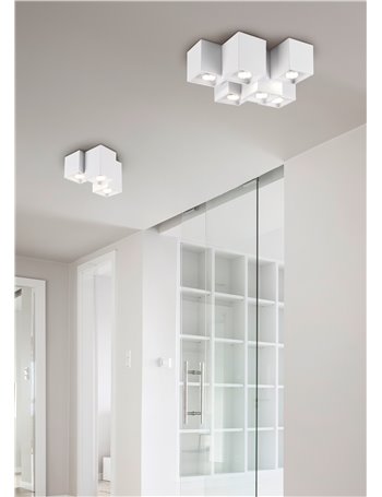Fernando plafoniera metallo bianco opaco 3 cubetti l. 23cm  Moderno LED Fernando plafoniera metallo bianco opaco 3 cubetti l. 23cm  Moderno LED