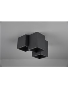 Fernando plafoniera metallo nero opaco 3 cubetti l. 23cm  Moderno LED 2