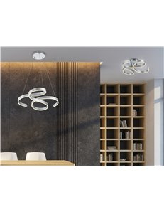 Francis plafoniera led vortici alluminio satinato con regolazione intensita' con interruttore d.57cm Moderno LED 2