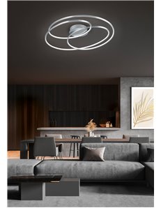 Gale plafoniera led grande acciaio satinato cerchi concentrici con regolazione intensita' con interruttore d.80cm Moderno LED