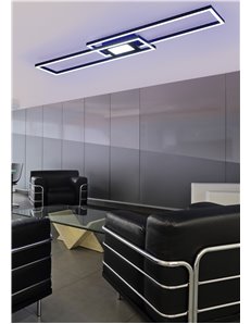 Ganado plafoniera led rettangolare nera retro-illuminata rgb con telecomando multifunzione l. 110cm Moderno LED