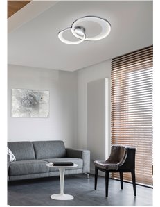 Granada plafoniera led doppio cerchio cromo con riflettore bianco opaco con funzione regolazione intensita' con interruttore par