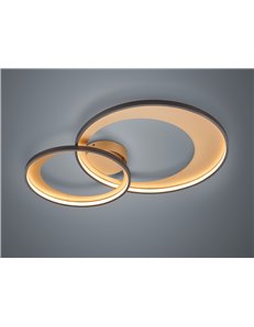 Granada plafoniera led doppio cerchio nero con riflettore oro opaco con funzione regolazione intensita' con interruttore parete