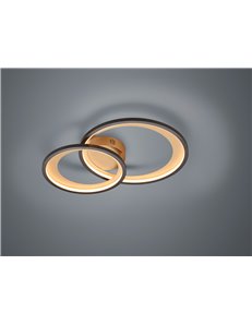 Granada plafoniera led doppio cerchio nero con riflettore oro opaco con funzione regolazione intensita' con interruttore parete  2