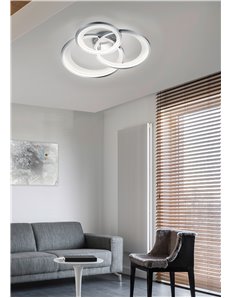 Granada plafoniera led triplo cerchio cromo con riflettore bianco opaco con funzione regolazione intensita' con interruttore par