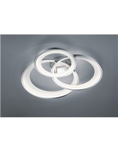 Granada plafoniera led triplo cerchio cromo con riflettore bianco opaco con funzione regolazione intensita' con interruttore par 2