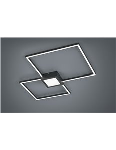 Hydra plafoniera led metallo antracite doppio quadrato luce centrale dimmerabile con interr. L. 65x65cm Moderno LED
