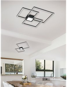 Hydra plafoniera led metallo antracite triplo quadrato luce centrale dimmerabile con interr. L. 66x66cm Moderno LED 2